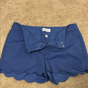 Elle High Waist Blue Textured Shorts